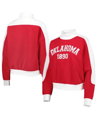 GAMEDAY COUTURE WOMEN'S GAMEDAY COUTURE CRIMSON OKLAHOMA SOONERS MAKE IT A MOCK SPORTY PULLOVER SWEATSHIRT