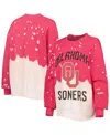 Gameday Couture Crimson Oklahoma Sooners Twice As Nice Faded Dip-dye Pullover Sweatshirt In Crimson