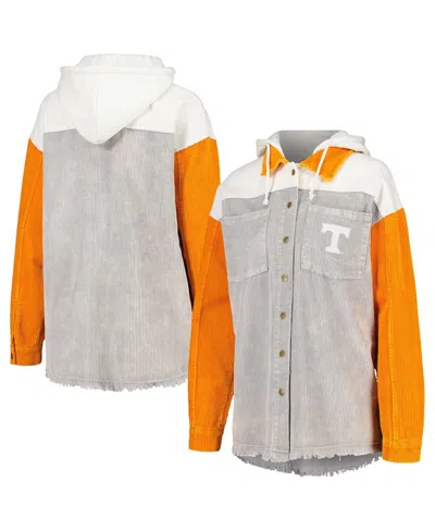 Gameday Couture Women's  Gray Distressed Tennessee Volunteers Vintage-like Wash Corduroy Full-snap Ho
