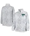 Gameday Couture Heather Gray Michigan State Spartans Leopard Quarter-zip Jacket In Heather Gray