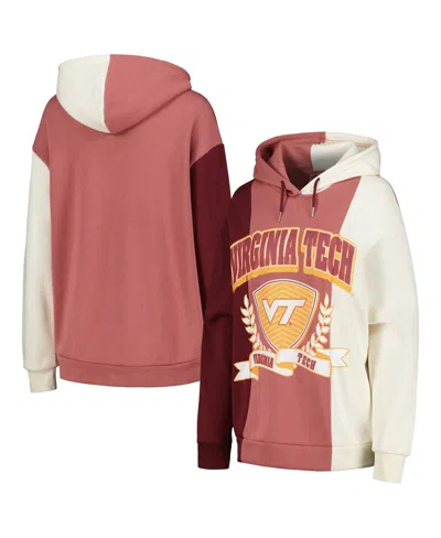 GAMEDAY COUTURE WOMEN'S GAMEDAY COUTURE MAROON VIRGINIA TECH HOKIES HALL OF FAME COLORBLOCK PULLOVER HOODIE