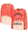 Gameday Couture Women's  Red Distressed Nebraska Huskers Twice As Nice Faded Dip-dye Pullover Long Sl In Red
