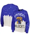 Gameday Couture Royal Kentucky Wildcats Twice As Nice Faded Dip-dye Pullover Sweatshirt In Royal