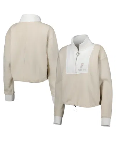 Gameday Couture Women's  Tan, White Florida Gators Color-block Quarter-zip Jacket In Tan,white