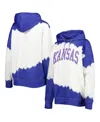 Gameday Couture Women's  White, Royal Distressed Kansas Jayhawks For The Fun Double Dip-dyed Pullover In White,royal