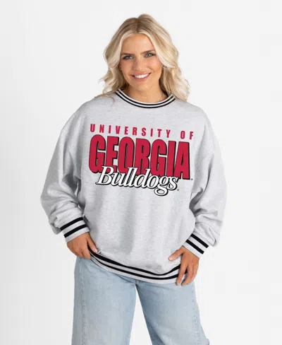 Gameday Couture Women's Georgia Bulldogs Oversized Showdown Ringer Stripe Sweatshirt In Gray