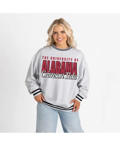 Gameday Couture Women's Gray Alabama Crimson Tide Oversized Showdown Ringer Stripe Sweatshirt