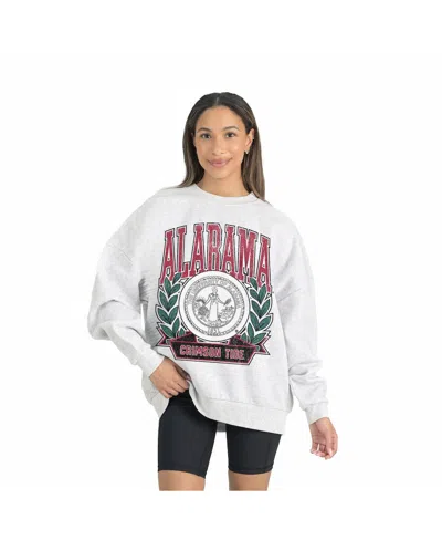 Gameday Couture Women's Gray Alabama Crimson Tide Premium Fleece Drop Shoulder Oversized Pullover Sweatshirt In Green