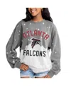 Gameday Couture Women's Gray Atlanta Falcons Oversized Coin Toss Faded French Terry Tri-blend Pullover Sweatshirt In Animal Print