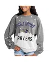 Gameday Couture Women's Gray Baltimore Ravens Coin Toss Faded French Terry Pullover Sweatshirt In Gray