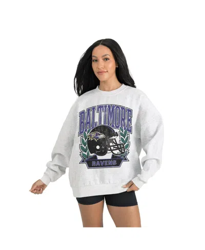 Gameday Couture Women's Gray Baltimore Ravens Heritage Premium Fleece Pullover Sweatshirt In White