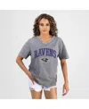 Gameday Couture Women's Gray Baltimore Ravens Relaxed Iconic Edge Rhinestone V-neck T-shirt In Gray
