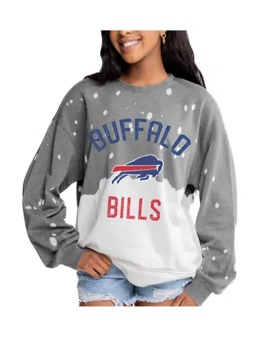 Gameday Couture Women's Gray Buffalo Bills Oversized Coin Toss Faded French Terry Tri-blend Pullover Sweatshirt