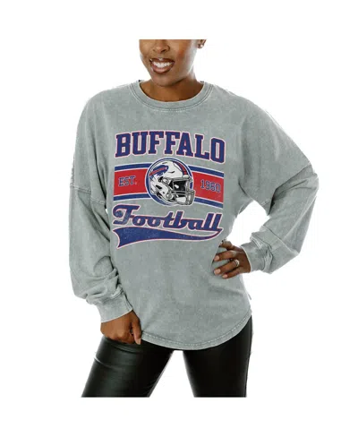 GAMEDAY COUTURE WOMEN'S GRAY BUFFALO BILLS SNOW WASH OVERSIZED LONG SLEEVE T-SHIRT