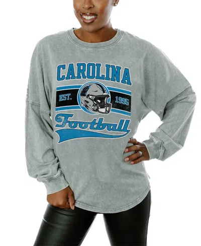 Gameday Couture Women's Gray Carolina Panthers Snow Wash Oversized Long-sleeve T-shirt