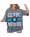 Gameday Couture Women's Gray Charlotte Fc Oversized Mini Rhinestone Classic T-shirt In Gray