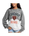 Gameday Couture Women's Gray Chicago Bears Oversized Coin Toss Faded French Terry Tri-blend Pullover Sweatshirt In Animal Print