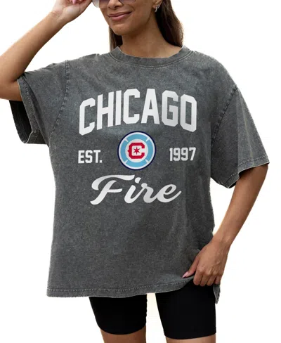 Gameday Couture Women's Gray Chicago Fire Tackle Titan Oversized Snow Wash T-shirt