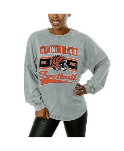 Gameday Couture Women's Gray Cincinnati Bengals Snow Wash Oversized Long Sleeve T-shirt