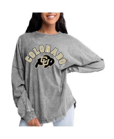 Gameday Couture Women's Gray Colorado Buffaloes Faded Wash Pullover Sweatshirt