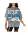 Gameday Couture Women's Gray Detroit Lions Oversized Mini Rhinestone Classic T-shirt In Gray