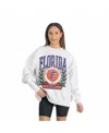 Gameday Couture Women's Gray Florida Gators Premium Fleece Drop Shoulder Oversized Pullover Sweatshirt In Blue
