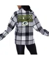 Gameday Couture Women's Gray Green Bay Packers Fieldside Fun Plaid Button-up Overshirt In Gray