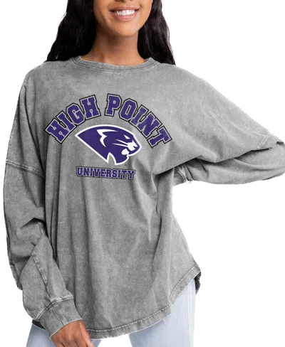 Gameday Couture Women's Gray High Point Panthers Faded Wash Pullover Sweatshirt