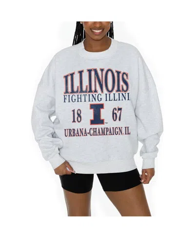 Gameday Couture Women's Gray Illinois Fighting Illini Established Premium Fleece Drop Pullover Sweatshirt