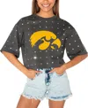 Gameday Couture Gray Iowa Hawkeyes Go Time Rhinestone Crop T-shirt In Gray