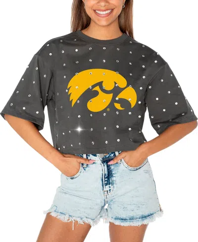 Gameday Couture Gray Iowa Hawkeyes Go Time Rhinestone Crop T-shirt