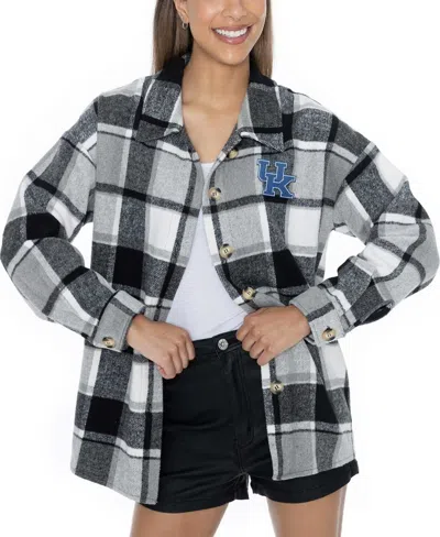 GAMEDAY COUTURE WOMEN'S GRAY KENTUCKY WILDCATS END ZONE GAME FLANNEL BUTTON-UP SHIRT