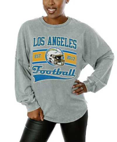 Gameday Couture Women's Gray Los Angeles Chargers Snow Wash Oversized Long-sleeve T-shirt