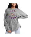 Gameday Couture Women's Gray Lsu Tigers Playing Around Faded Wash Oversized Long Sleeve T-shirt In Gray
