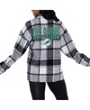 Gameday Couture Women's Gray Miami Dolphins Fieldside Fun Plaid Button-up Overshirt In Gray