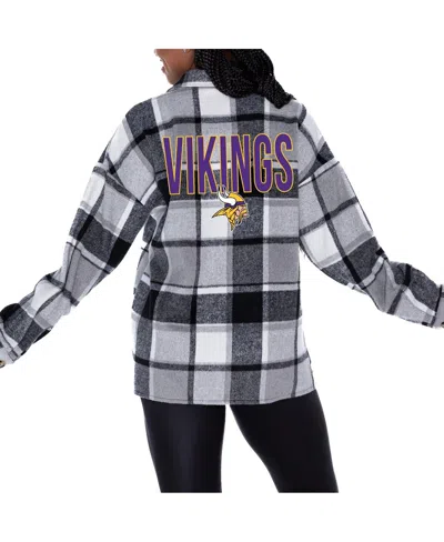 Gameday Couture Women's Gray Minnesota Vikings Fieldside Fun Plaid Button-up Overshirt