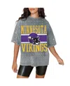 Shop Gameday Couture Women's Gray Minnesota Vikings Oversized Mini Rhinestone Classic T-shirt