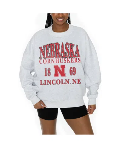 Gameday Couture Women's Gray Nebraska Huskers Established Premium Fleece Drop Pullover Sweatshirt In White