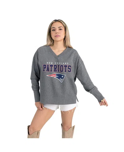 Gameday Couture Women's Gray New England Patriots French Terry V-neck Pullover Sweatshirt