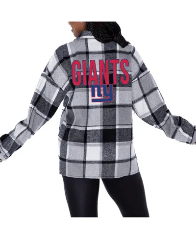 GAMEDAY COUTURE WOMEN'S GRAY NEW YORK GIANTS FIELDSIDE FUN PLAID BUTTON-UP OVERSHIRT