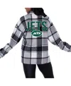 Gameday Couture Women's Gray New York Jets Fieldside Fun Plaid Button-up Overshirt In Gray