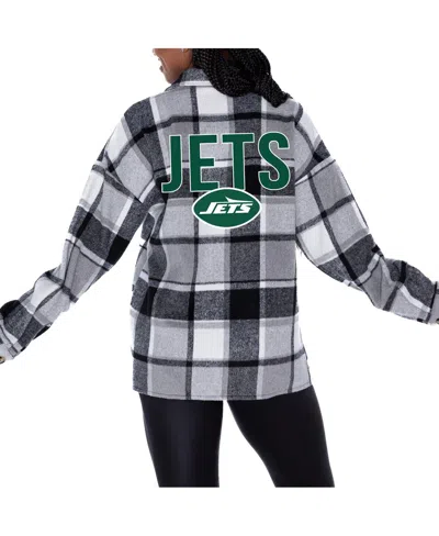 Gameday Couture Women's Gray New York Jets Fieldside Fun Plaid Button-up Overshirt