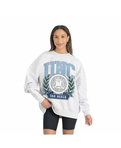 Gameday Couture Women's Gray North Carolina Tar Heels Premium Fleece Drop Shoulder Oversized Pullover Sweatshirt