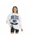 Gameday Couture Women's Gray Penn State Nittany Lions Premium Fleece Drop Shoulder Oversized Pullover Sweatshirt In Blue