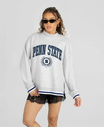 Gameday Couture Women's Gray Penn State Nittany Lions Rally Point Contrast Stripe Mock Neck Sweatshirt