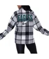 GAMEDAY COUTURE WOMEN'S GRAY PHILADELPHIA EAGLES FIELDSIDE FUN PLAID BUTTON-UP OVERSHIRT