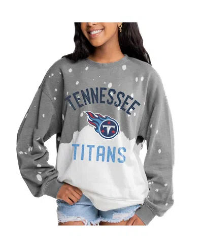 Gameday Couture Women's Gray Tennessee Titans Oversized Coin Toss Faded French Terry Tri-blend Pullover Sweatshirt