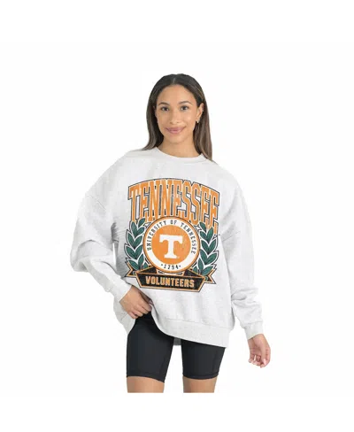 Gameday Couture Women's Gray Tennessee Volunteers Premium Fleece Drop Shoulder Oversized Pullover Sweatshirt In White