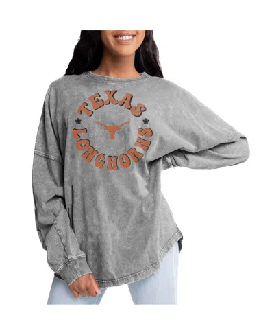 Gameday Couture Women's Gray Tennessee Volunteers Playing Around Faded Wash Oversized Long Sleeve T-shirt
