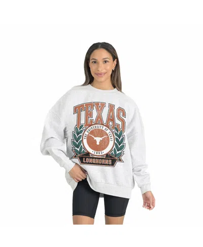 Gameday Couture Women's Gray Texas Longhorns Premium Fleece Drop Shoulder Oversized Pullover Sweatshirt In White